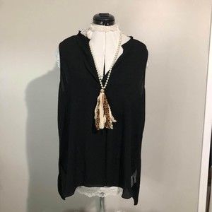 XL A.N.A. A New Approach Sleeveless Black Blouse C3704